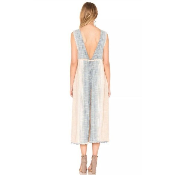 Free People Moab Neutral Jumpsuit Deep V Back Ankle Length Sz. Large - Picture 3 of 12